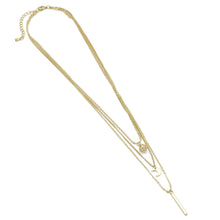 Load image into Gallery viewer, Dainty Gold Diamond Moon Bar Pendant Layering chain necklace,sku#EF486