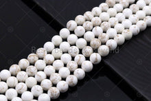 Load image into Gallery viewer, Natural White Howlite with Light Vein Round Smooth beads, sku#U1179
