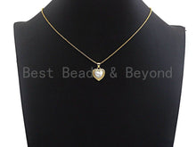 Load image into Gallery viewer, Enamel Colored heart Pendant, CZ Micro Pave Oil Drop Heart pendant, Enamel Jewelry, 15x16mm, sku#F940