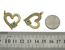 Load image into Gallery viewer, CZ MOP Evil Eye On Heart Charm, Sku#L668
