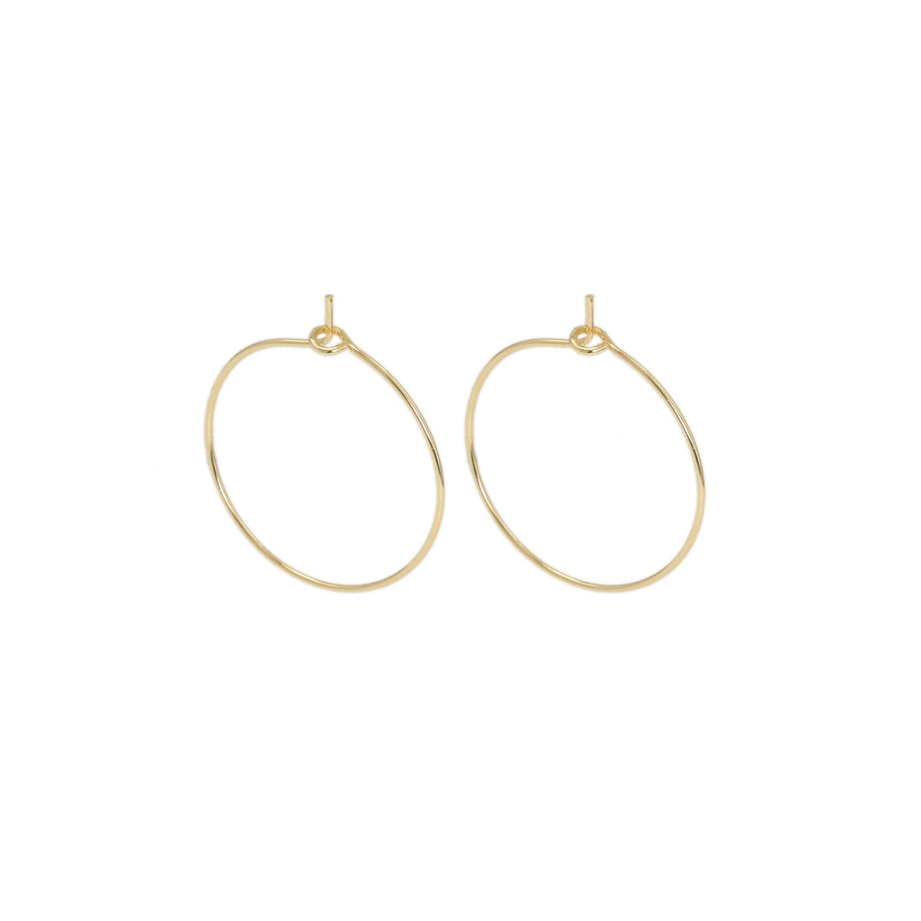 Thin Gold Round Hoop Earrings, Sku#LX389C