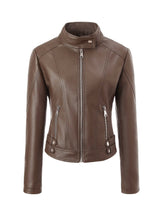 Load image into Gallery viewer, Plus-size Womens Slim-fit Stand-up Collar Jacket