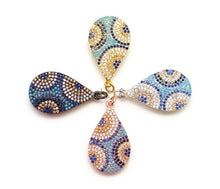 Load image into Gallery viewer, CZ Micro Pave Mixed Color Teardrop Evil Eyes Pendant,Cubic Zirconia Pendant,17x32mm, Sku#F14