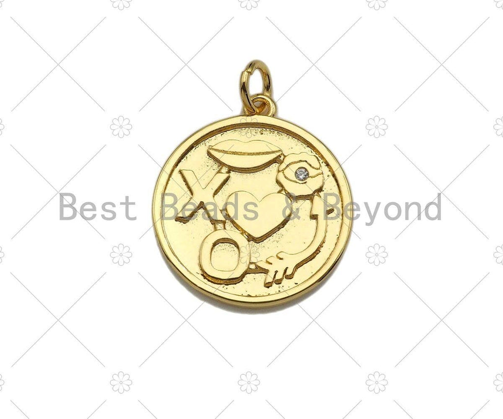 Gold Silver XO heart Lip Arrow charm,  Sku#L382