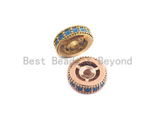 Load image into Gallery viewer, Turquoise CZ Micro Pave Round Wheel Spacer Beads, Cubic Zirconia Spacer beads, Bracelet Spacers, 8mm/10mm,sku#C107
