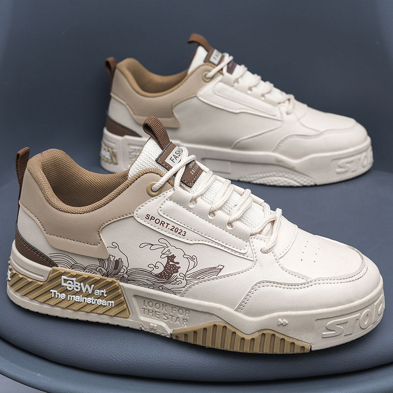Men's White Sneakers with Hidden Heel - Height Enhancing Elevator Shoes