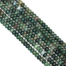Load image into Gallery viewer, Moss Agate Smooth Rondelle Beads, 5x8mm, Sku#U1784