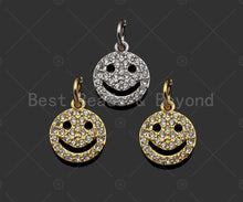 Load image into Gallery viewer, CZ Micro Pave Smiley Face Shape Pendant/Charm,Cubic Zirconia Charm, Necklace Bracelet Earring Charm Pendant,9x11mm, Sku#LK218