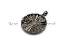 Load image into Gallery viewer, Large Round With CZ Micro Pave Butterfly Pendant, CZ Paved Charm/Focal Pendant, Necklace Charm Pendant, 35x38mm,sku#F660