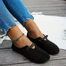 Load image into Gallery viewer, Women's Round Toe Flats - Sweet Suede Slip-On Dress Shoes with Floral Detail
