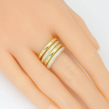 Load image into Gallery viewer, Plain Gold Clear CZ Doule Line Ring set , Sku#LD609