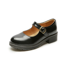 Load image into Gallery viewer, Women's Retro Japanese-Style Buckle Strap Chunky Heel Leather Shoes | Low-Cut Round Toe Pumps