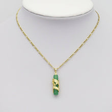 Load image into Gallery viewer, CZ Gold Dragon on Green Jade Pendant, Sku#LX358