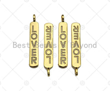 Load image into Gallery viewer, CZ Micro Pave LOVER Long Bar Pendant, Cubic Zirconia Strip Pendant, Gold Lover Bar,  Micro pave Bar shape pendant, 8x51mm, sku#LK136