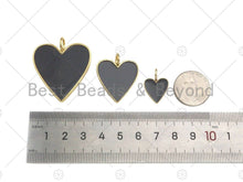 Load image into Gallery viewer, Gray Enamel Heart Pendant with Gold Finish, Enamel Heart, Gray Enamel Heart, 14x20/24x29/33x38mm, sku#FH171