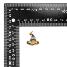 Load image into Gallery viewer, Colorful CZ Halloween Witch Hat Charm, Sku#A215