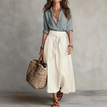 Load image into Gallery viewer, Button-Down Shirt &amp; Straight Skirt Two-Piece Set