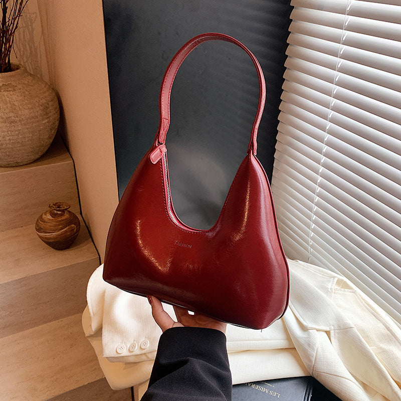 Retro Dumpling Bag - Soft PU Leather Shoulder Bag for Women