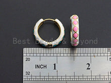 Load image into Gallery viewer, Colorful Enamel Round Ring Latch Back Earring, Enamel Huggie