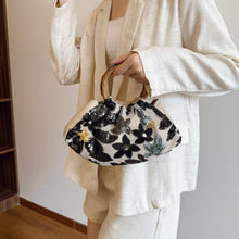Load image into Gallery viewer, Bamboo Handle Tote Bag for Women - Shell Shape Shoulder Bag with Polyester Lining
