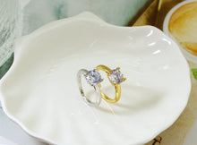 Load image into Gallery viewer, Gold Silver Round CZ  Adjustable Ring, Sku#B148