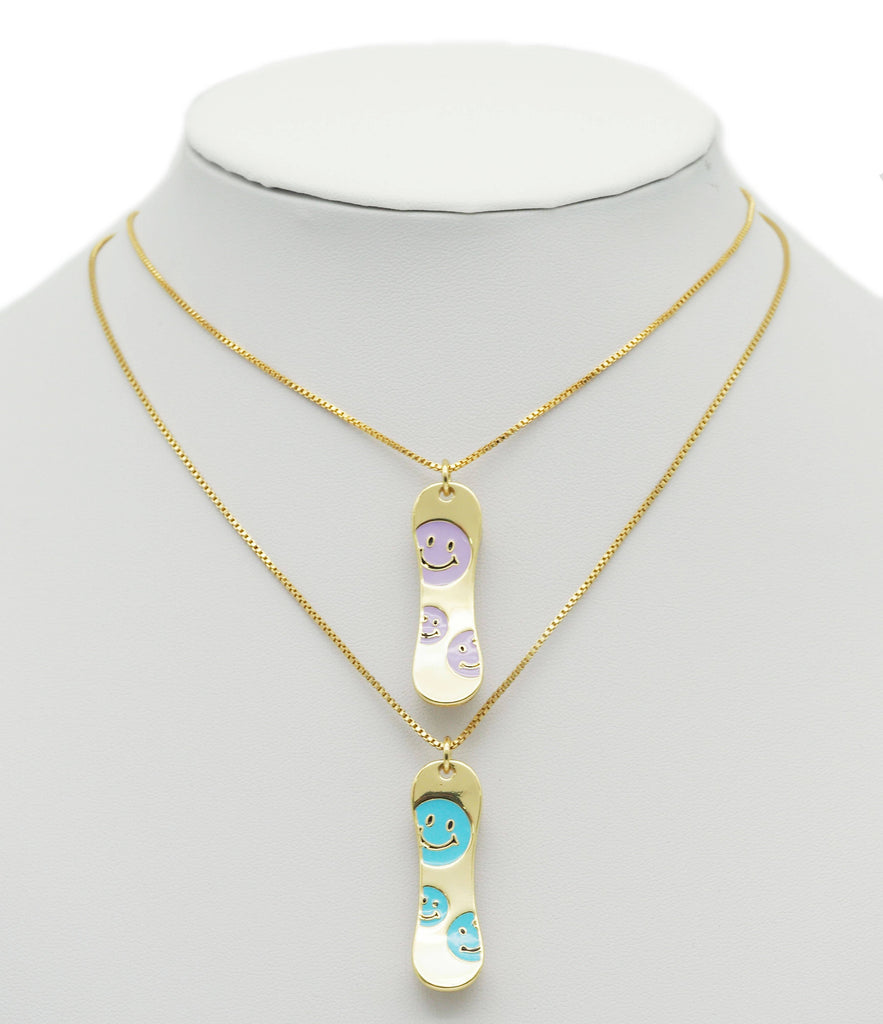 Enamel Smiley Face on Skateboard Pendant, Sku#F1466