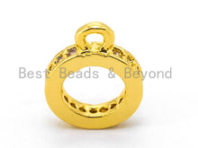 Load image into Gallery viewer, CZ Micro Pave Donut Ring 8mm Charm holder connector Beads, CZ pave Slider Link Beads, Large hole Spacer Beads with Jump Ring, sku#F334