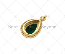 Load image into Gallery viewer, Gold Filled Big Colorful CZ Micro Pave Teardrop Shape Pendant, 18K Gold Filled Teardrop Charm, Necklace Bracelet Pendant,13x21mm,Sku#LK366