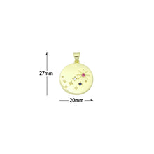 Load image into Gallery viewer, Colorful CZ North Star Coin Gold Charm Pendant,Sku#LX859