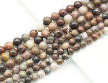 Load image into Gallery viewer, Natural Brown Petrified Wood Round Smooth Beads, Sku#U1314