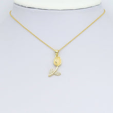Load image into Gallery viewer, Gold Clear CZ Tulip Charm Pendant, Sku#LK976