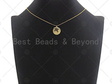 Load image into Gallery viewer, 18K Gold Medallion Round Coin with Black Pave Star Charm, Brass Medallion, Gold Coin Charm, 17mm, Sku#LK23