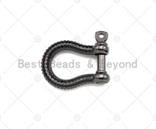 Load image into Gallery viewer, Colorful CZ Paved Buckle Shape clasp, Buckle Clasp Lock, U shape Clasp, Green/Fuchsia/Cobalt/Black Screw Clasp, 16x22mm, Sku#ML43