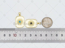 Load image into Gallery viewer, CZ Micro Pave Sunflower On Rectangle Shape Pendant, 18K Gold Filled Sunflower Charm, Necklace Bracelet Charm Pendant,17x26mm,Sku#LK464