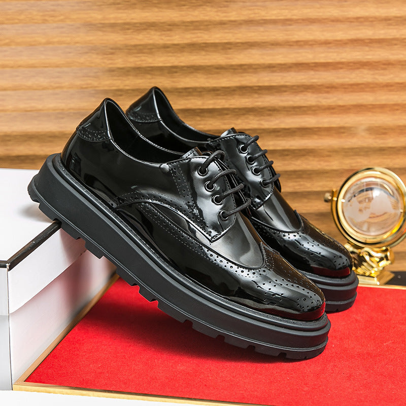Men's British-Style Glossy Height-Increasing Leather Shoes – Tassel Loafer, Microfiber Upper