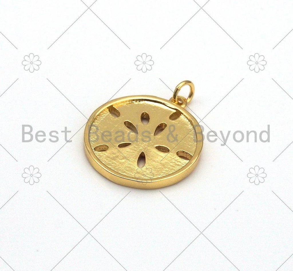 Colorful Enamel Sand Dollar Shape Pendant, 18K Gold Filled Flower Charm,Necklace Bracelet Charm Pendant,20x23mm,Sku#F1424