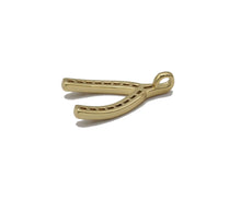 Load image into Gallery viewer, Gold Baguette CZ Wishbone Charm, Sku#LX106