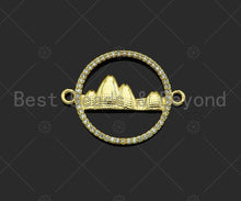 Load image into Gallery viewer, Gold Filled CZ Micro Pave Mountain On Round Ring Shape Connector,18K Gold Filled Charm, Necklace Bracelet Connector,26x20mm,Sku#LK350