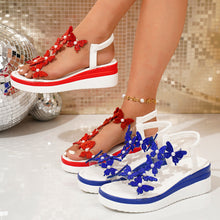 Load image into Gallery viewer, Women's Bow-tie Wedge Platform Sandals | Rhinestone Peep-toe Slip-on