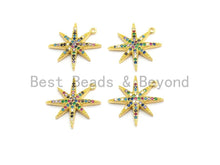 Load image into Gallery viewer, Multi-Color CZ  Micro Pave Star Charm/Pendant, Star Shaped Pave Pendant, Gold plated, 9x11mm, Sku#B104