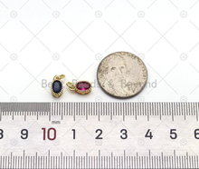 Load image into Gallery viewer, Colorful Big CZ Micro Pave Oval Shape Pendant,18K Gold Filled Oval Charm, Necklace Bracelet Charm, Sku#LK522