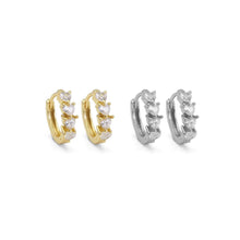Load image into Gallery viewer, Gold Silver String Heart CZ Huggie Earrings, Sku#A123