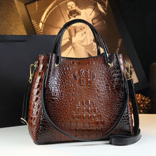 Load image into Gallery viewer, Crocodile-Print Women's Shoulder Bag - Textured PU Leather Handbag with Metal Accents