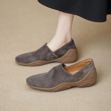Load image into Gallery viewer, Women's Square Toe Hollowed-out Inner Wedge Heel Shoes | Sheepskin Slip-On Retro Comfort Flats | Sarah Express