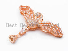 Load image into Gallery viewer, CZ Micro Pave Bird Tassel Head/ Pendant/Connector with Post, 332x45mm, SKU#F245