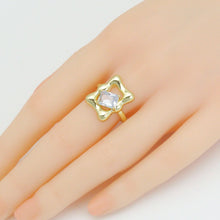 Load image into Gallery viewer, Hammered  Square CZ Rectangle Statement Adjustable Ring, Sku#LD678