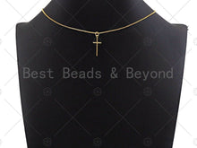Load image into Gallery viewer, Gold/Silver/Rose Gold/Black Color Cross Charm Pendant, Cross Shaped Charm, 11x24mm, su#Y280