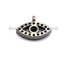 Load image into Gallery viewer, Micro Pave Black CZ Pave On Black Evil Eye Charm Beads, Cubic Zirconia Paved Evil Eye Charm, 8x11mm, sku#B102