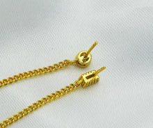 Load image into Gallery viewer, Pave Round Rectangle Stud Dangle Chain Earrings, sku#B203