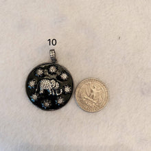 Load image into Gallery viewer, NEW Enamel Colorful Round With Elephant and Stars Pendant,CZ Micro Pave Oil Drop pendant,Enamel pendant,Enamel Jewelry,34x37mm,sku#F570